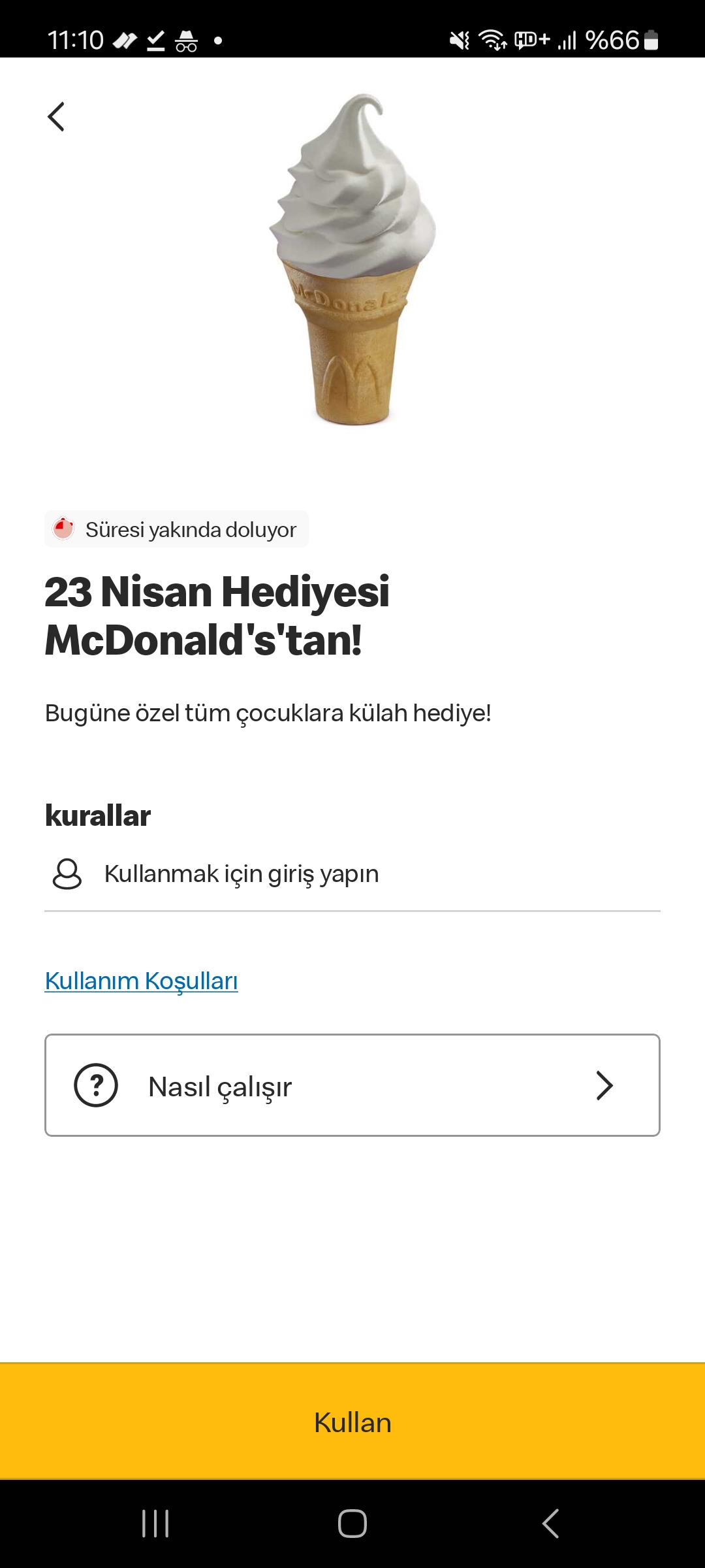 Mc donalds 23 Nisana özel bedava külah dondurma Donanım Arşivi Forum