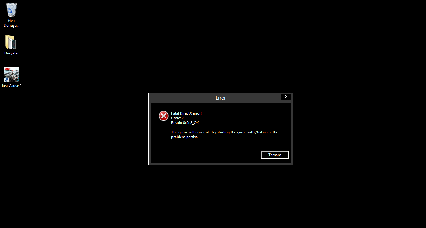 Fatal directx error code 2 just cause 2 что делать