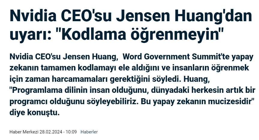 NVIDIA Ceo Açıklaması : Bu saatten sonra kodlama öğrenmeyin ! | Donanım ...
