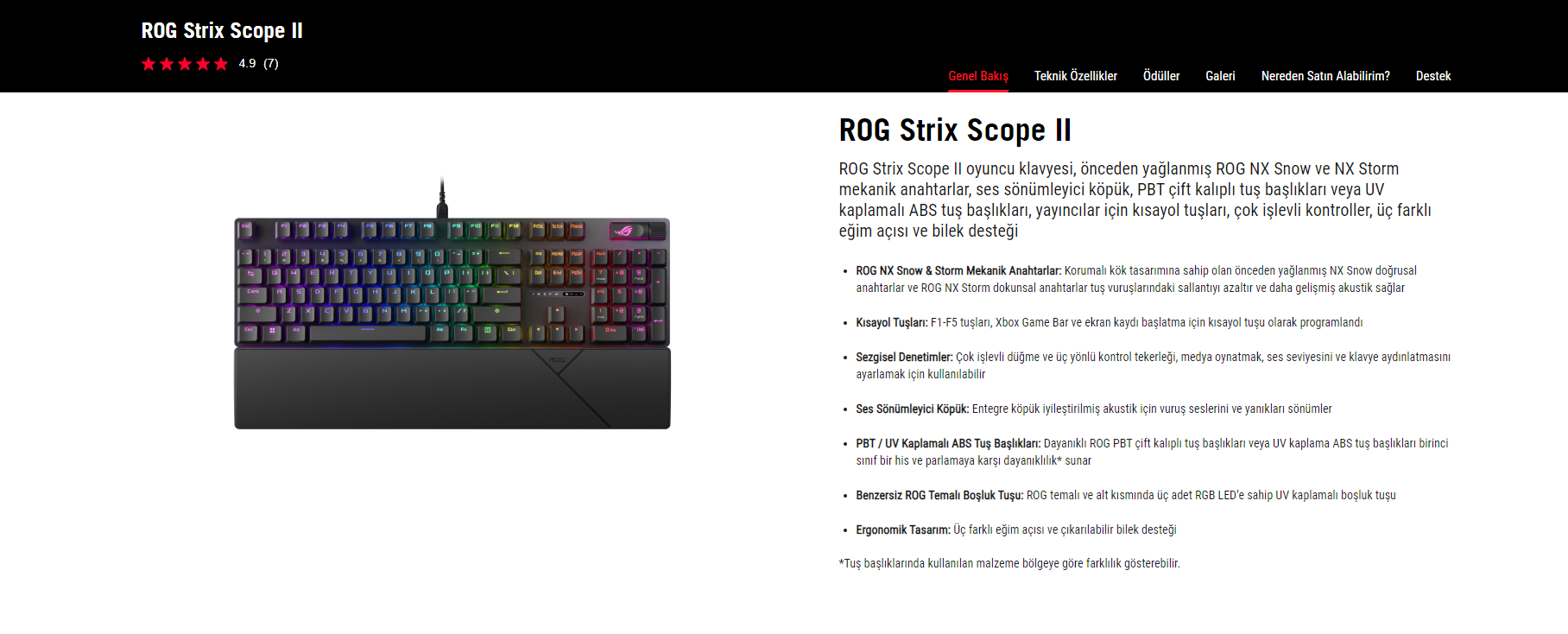 İndirim Bitti! - ASUS ROG Strix Scope II NX TR Q Snow Switch [ 3.599 TL ...