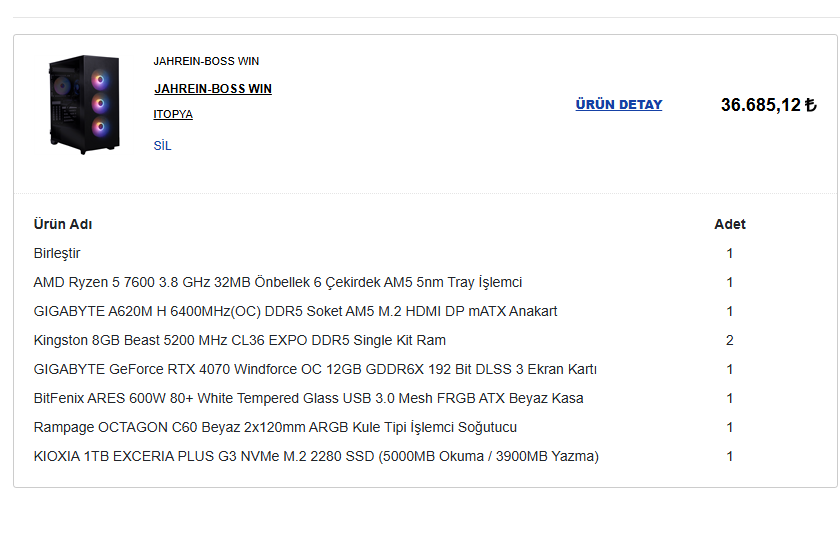 Jahrein-BOSS R5 7500F ve RTX4070 sistem 33.999 TL | Sayfa 3 | Donanım ...