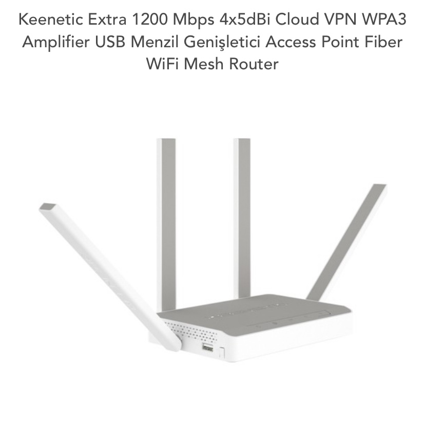 Keenetic Extra 1200 Mbps 4x5dBi Cloud VPN WPA3 Amplifier USB Menzil Genişletici Access Point Fiber WiFi Mesh Router