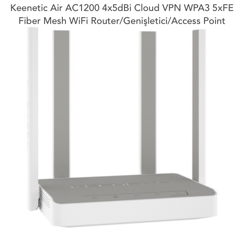 Keenetic Air AC1200 4x5dBi Cloud VPN WPA3 5xFE Fiber Mesh WiFi Router/Genişletici/Access Point