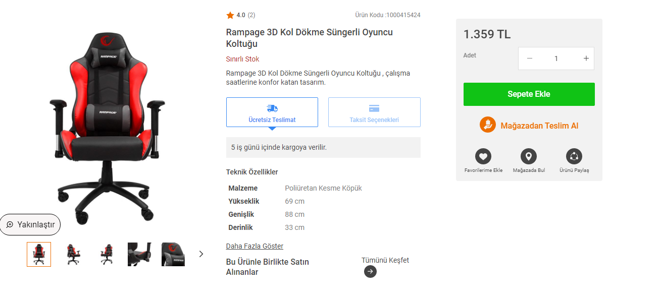 Rampage 3D koltuk alınır mı? Donanım Arşivi Forum