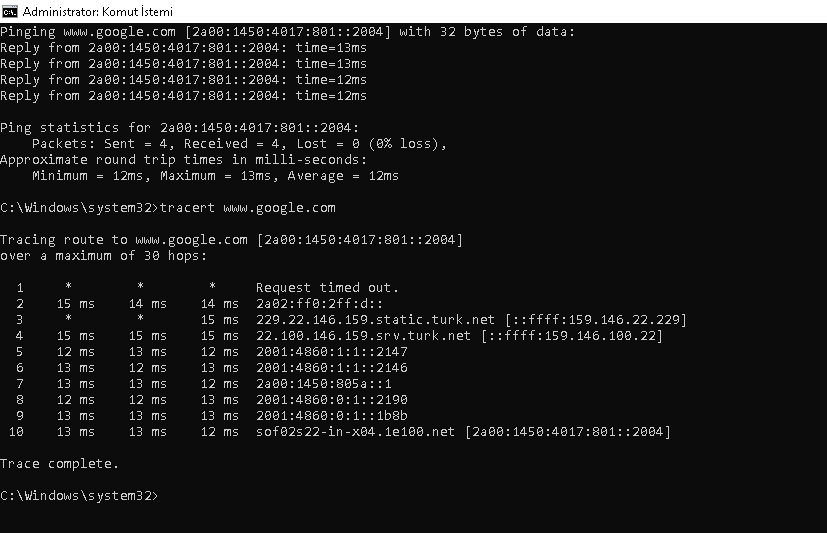 google ping ve tracert.PNG