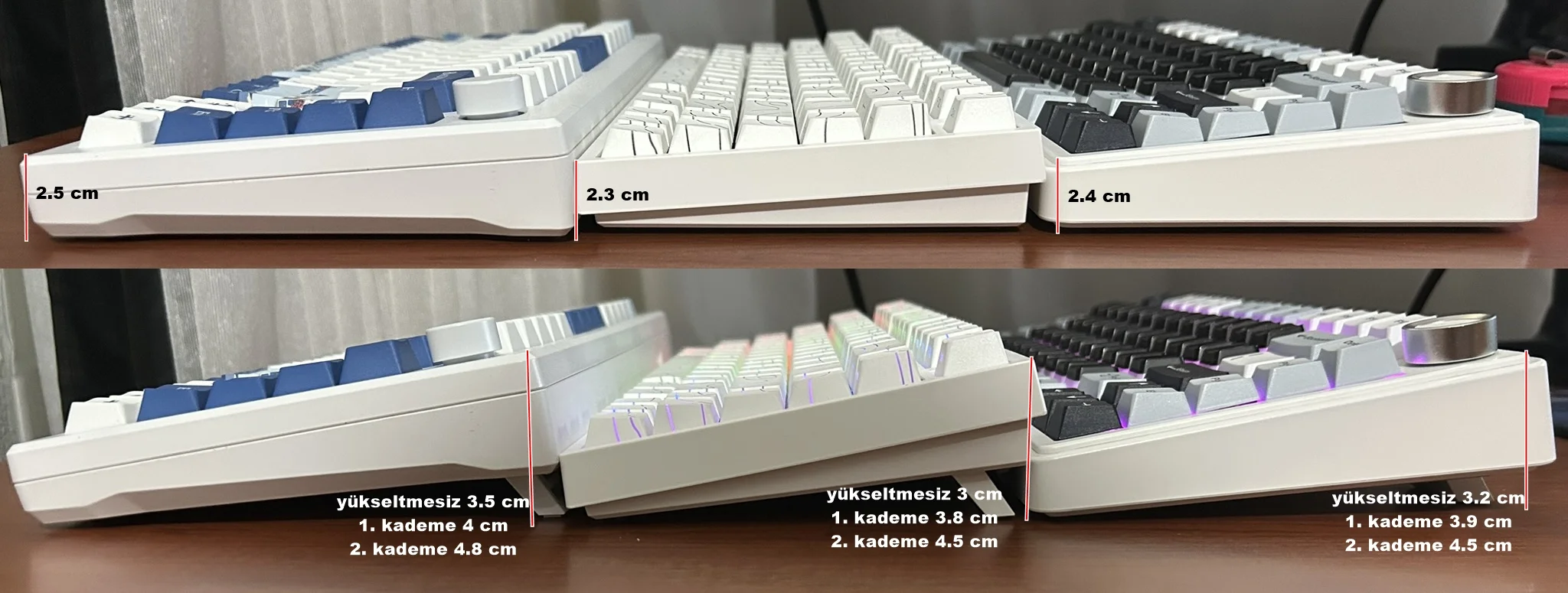 (Sırasıyla: Akko Mod 007B HE Santorini - Beast R75 HE Pro - Aula F75)