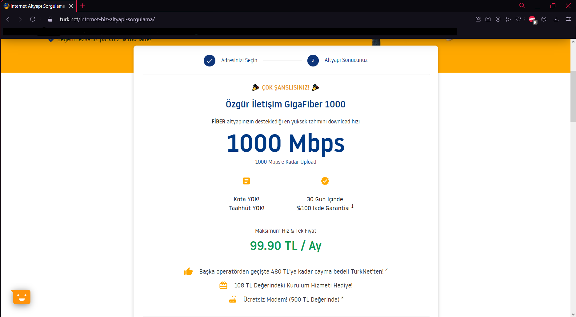 İnternet Altyapı Sorgulama - Fiber Altyapı - TurkNet - Opera 12.12.2021 16_45_55.png