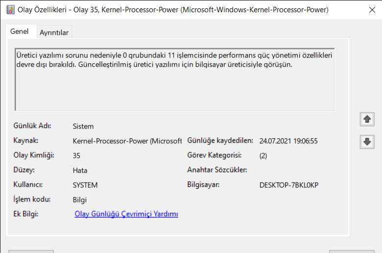 Olay Özellikleri - Olay 35, Kernel-Processor-Power (Microsoft-Windows-Kernel-Processor-Power) ...png