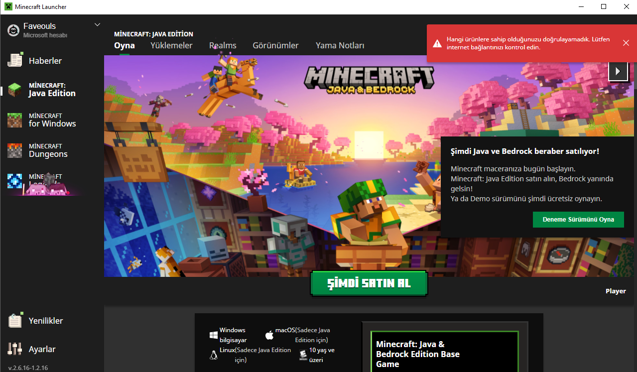 Minecraft İnternet Bağlantınızı Kontrol Edin Sorunu | Donanım Arşivi Forum